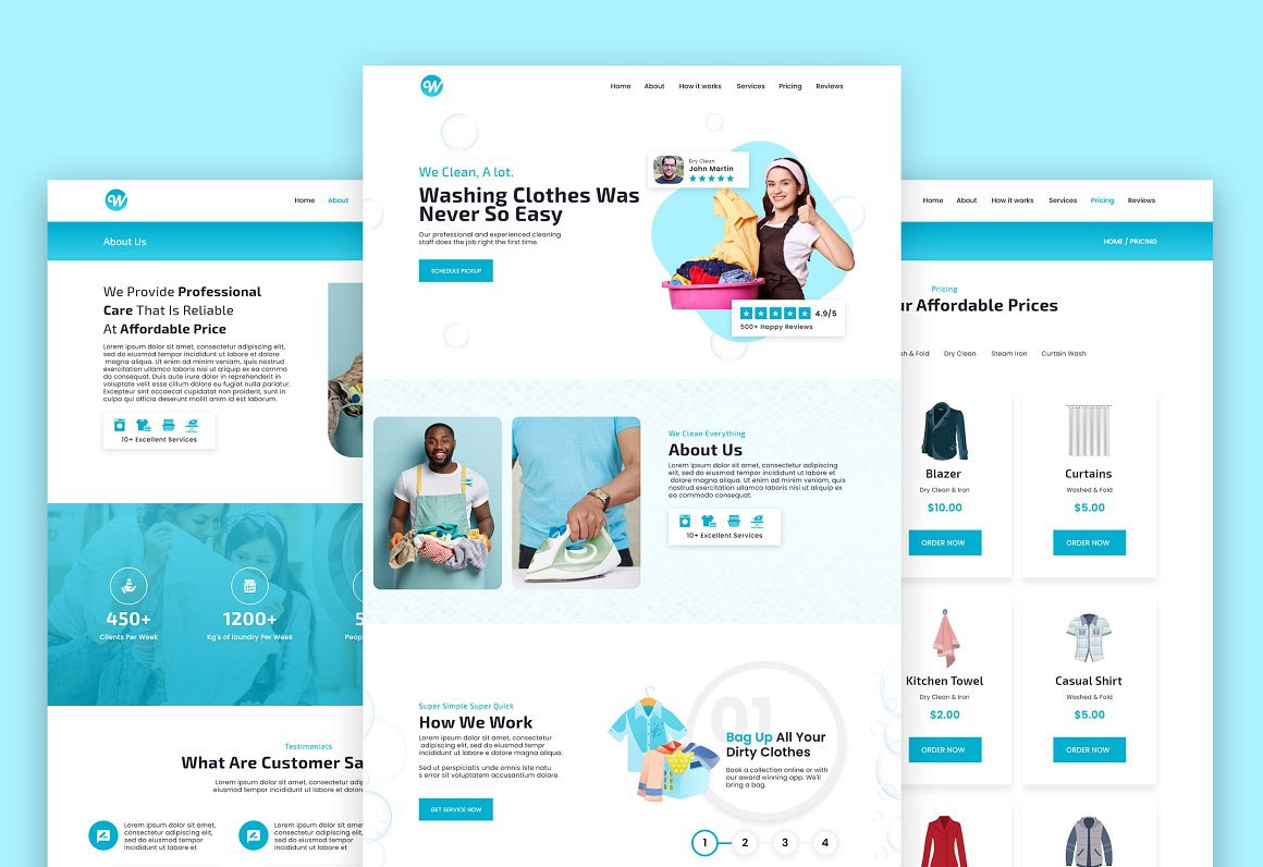 Laundry website template Solution